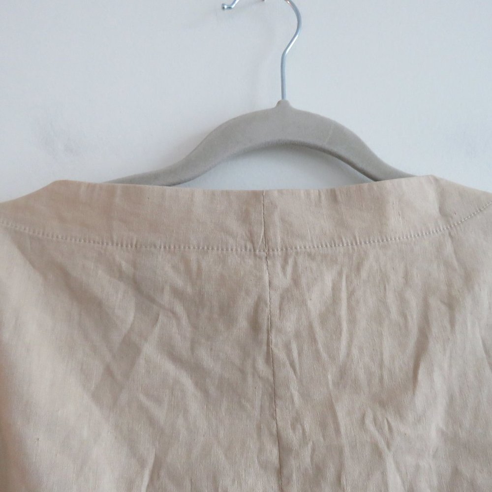 THEORY Organic Crunch Linen Belted Shift Dress Light Wheat - Size 00 - Picture 11 of 16